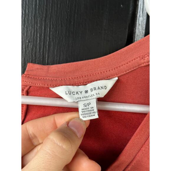 Lucky Brand High Low Sleeveless Tank Top Women’s Small Coral Orange - Picture 2 of 4